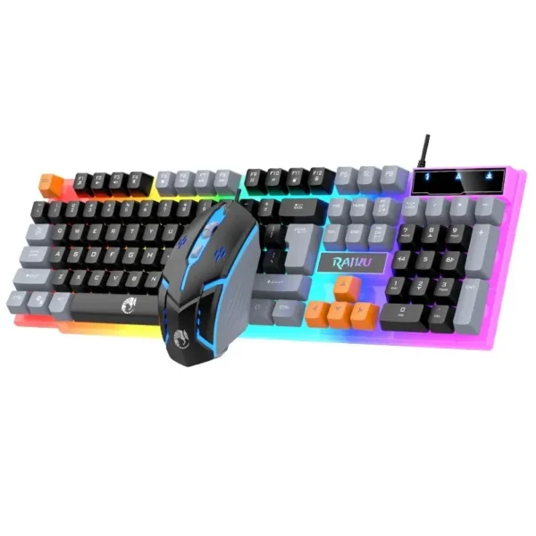 RAIKU T26 104 Keys Wired Membrane Keyboard And Mouse Combo - Rainbow Ledlight