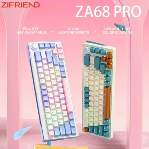 ZIFRIEND ZA68 Pro 68 Keys 3 Modes Hot Swappable Mechanical Keyboard